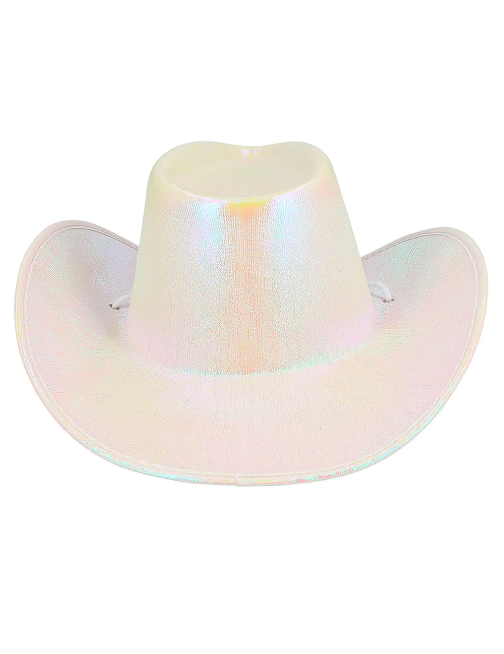 Vue de face du chapeau de cowboy iridescent pour adulte