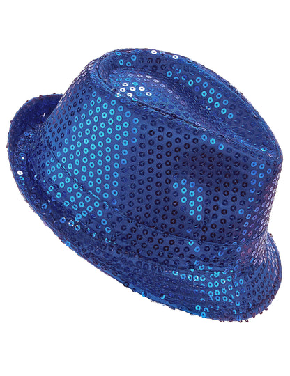 Chapeau borsalino à sequins bleu foncé adulte