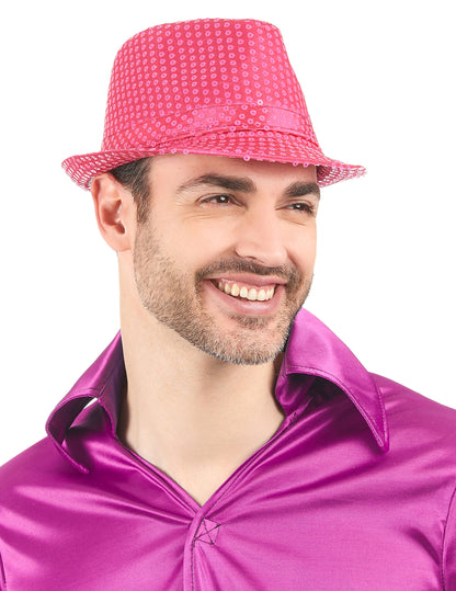 Borsalino kalap fluoreszkáló rózsaszín flitterekkel