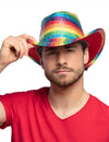 Chapeau de cowboy à paillettes arc en ciel pour adulte multicolore