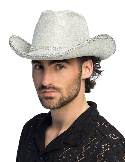 Felnőtt ezüst flitteres cowboy kalap
