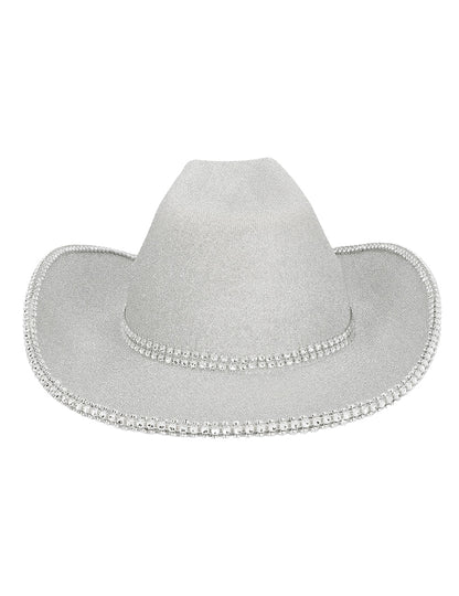 Felnőtt ezüst flitteres cowboy kalap