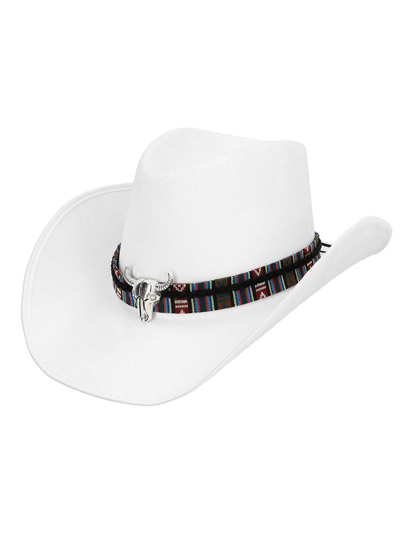 Felnőtt fehér cowboy kalap bivalyfejjel