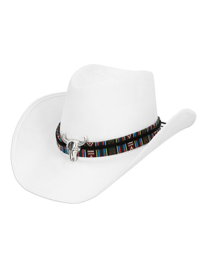 Felnőtt fehér cowboy kalap bivalyfejjel