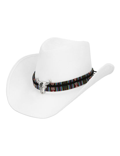 Vue de trois-quarts du chapeau de cowboy à tête de buffle pour adulte