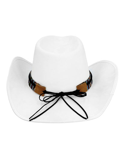 Détail du cordon et du galon du chapeau de cowboy à tête de buffle pour adulte