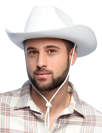 Felnőtt fehér cowboy kalap zsinórral