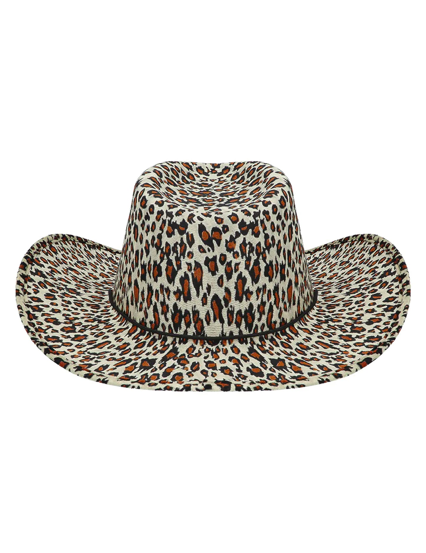 Vue de dessus du chapeau cowboy léopard