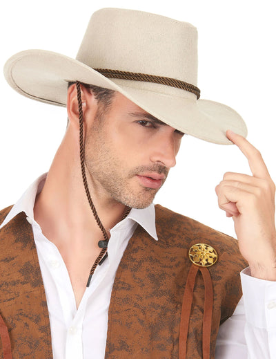 Chapeau cowboy luxe beige en suede adulte