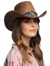 Chapeau de cowboy à tête de buffle pour adulte marron