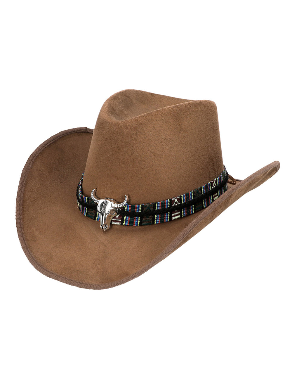 Vue de trois-quart du chapeau de cowboy à tête de buffle