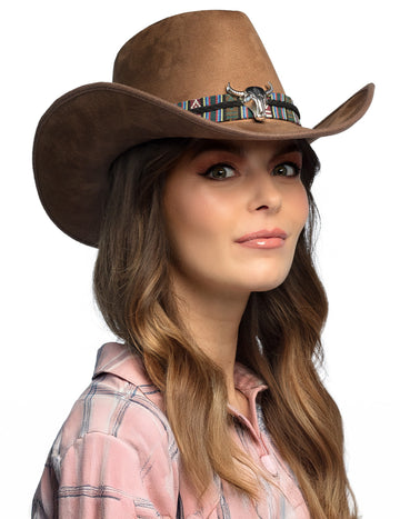 Barna cowboy kalap felnőtt bivalyfejjel