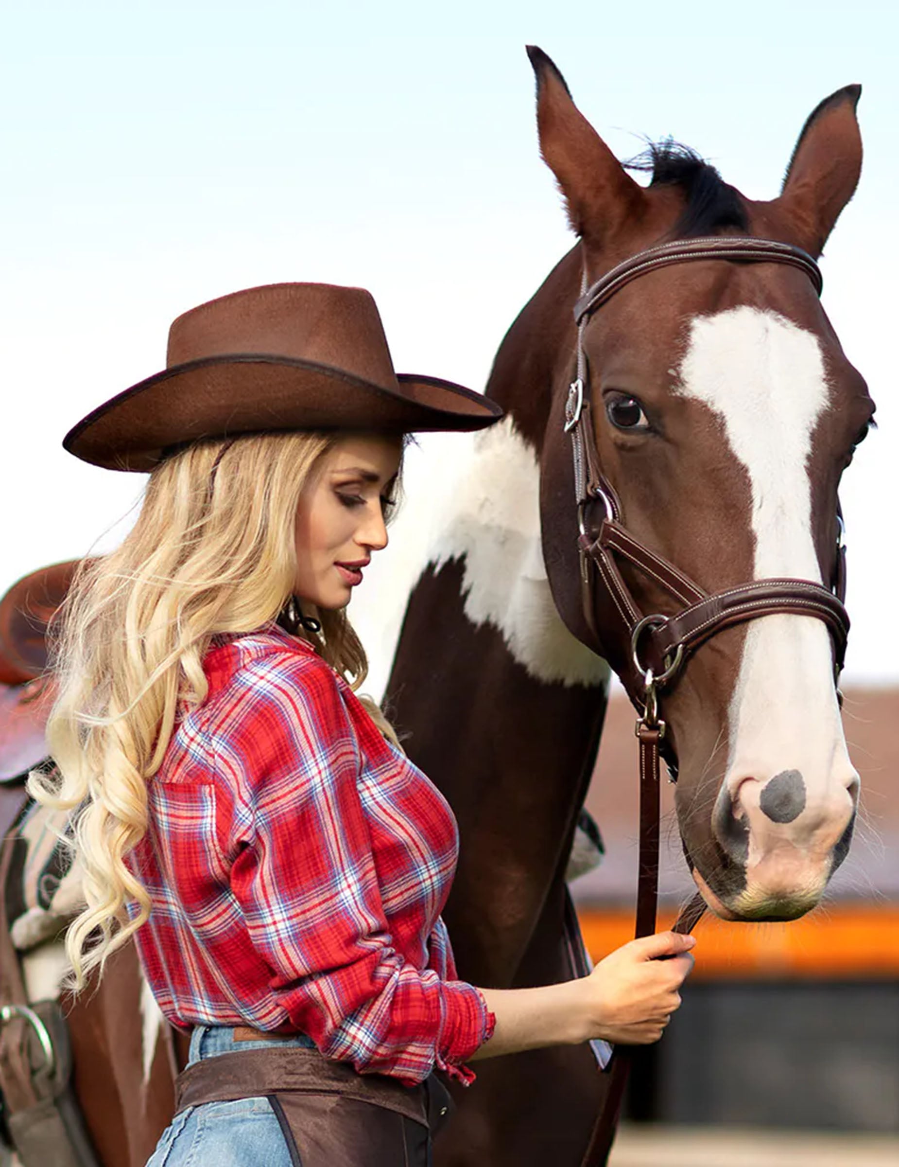 Vue de profil du chapeau cowboy pour adulte marron