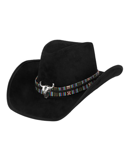Felnőtt fekete cowboy kalap bivalyfejjel