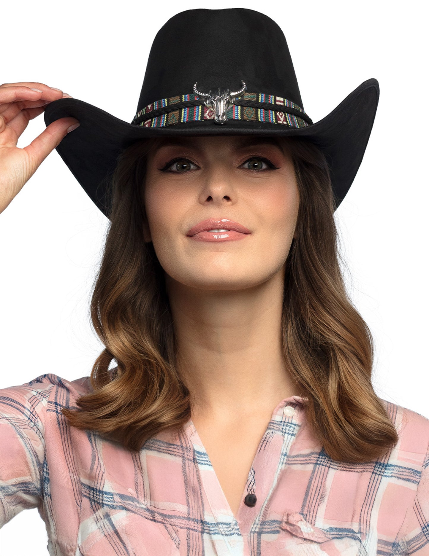 Felnőtt fekete cowboy kalap bivalyfejjel