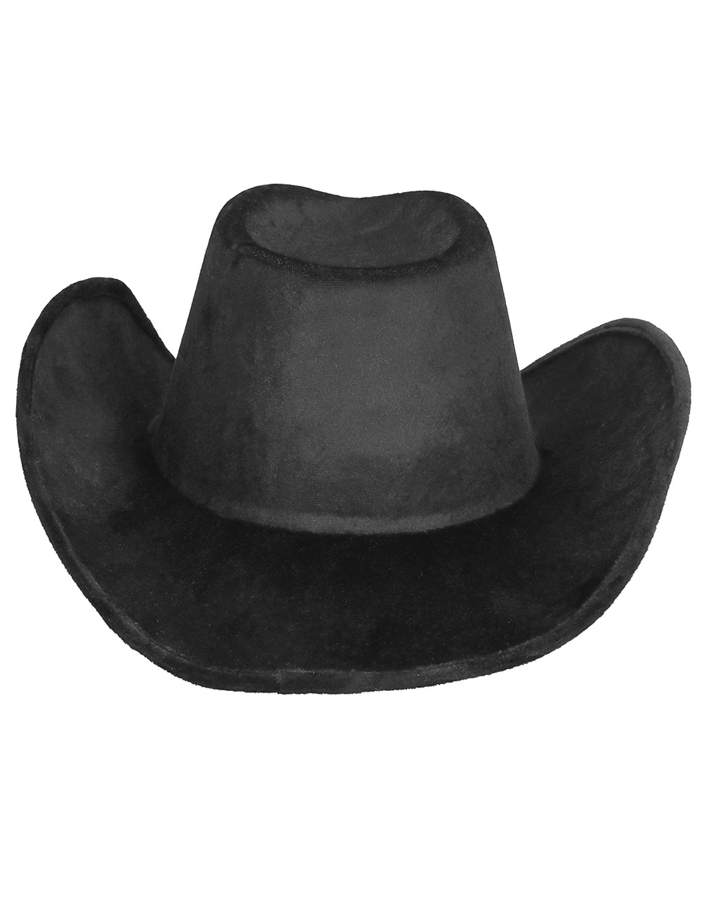 Vue de face du chapeau de cowboy noir avec étoiles argentées pour adulte