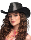 Chapeau de cowboy pour adulte noir avec paillettes