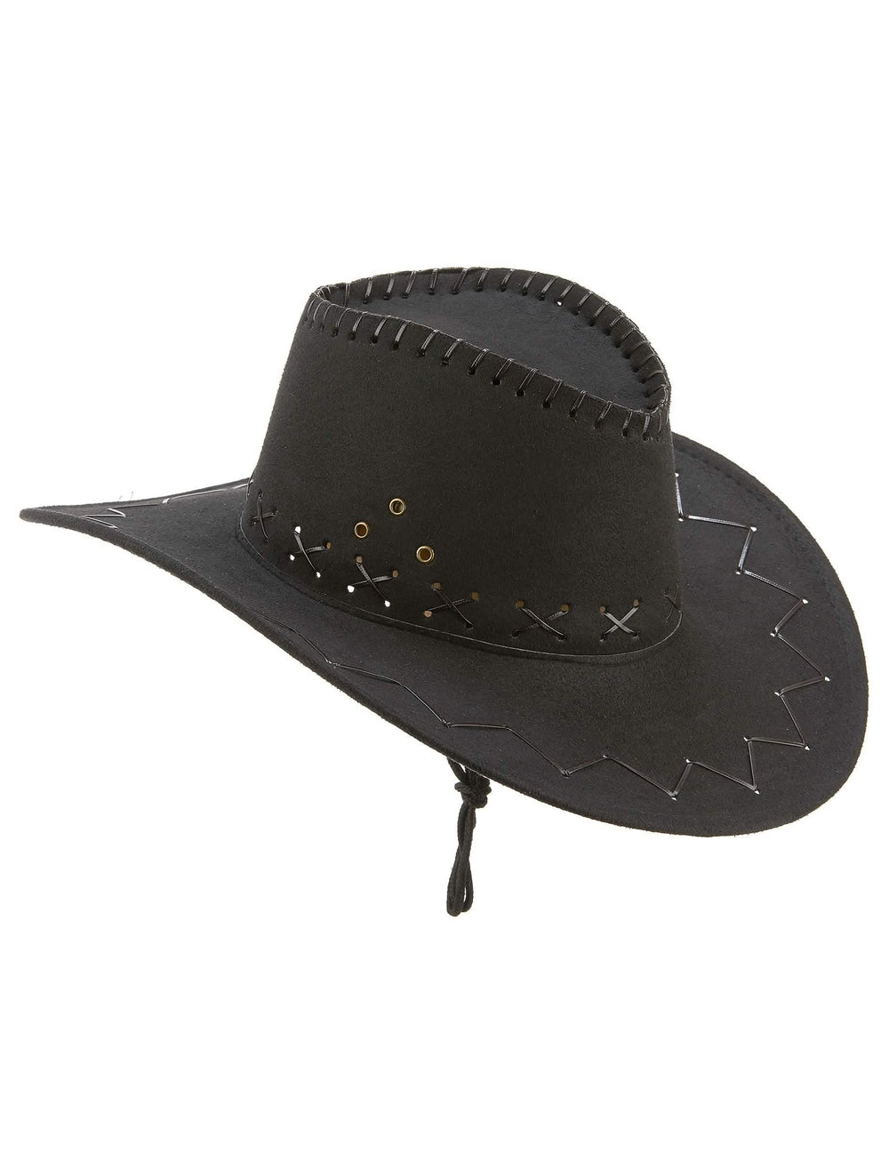 Felnőtt fekete művelúr cowboykalap oldalnézetben