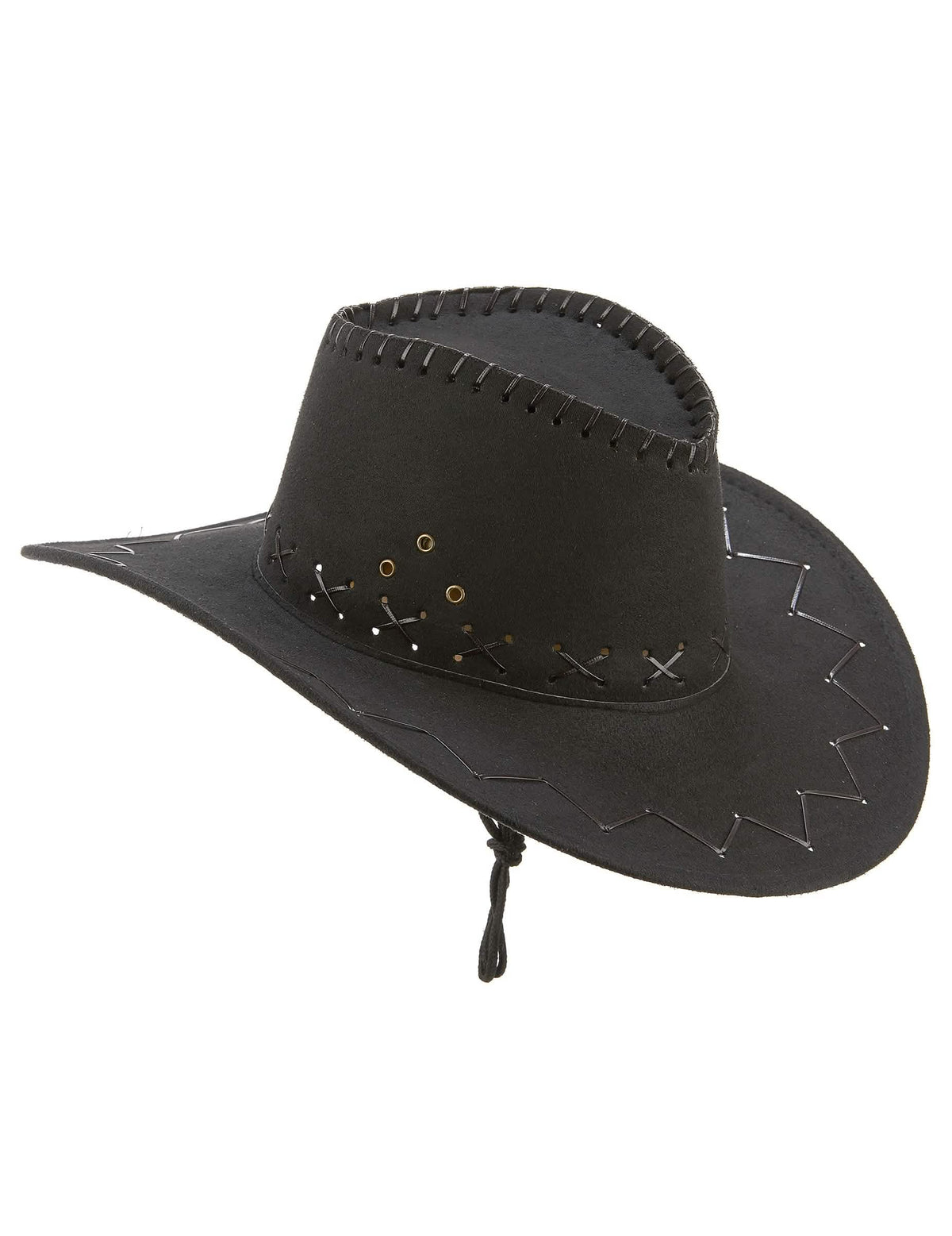 Felnőtt fekete művelúr cowboykalap oldalnézetben