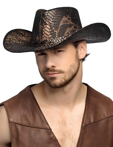 Felnőtt kobra bőr cowboy kalap