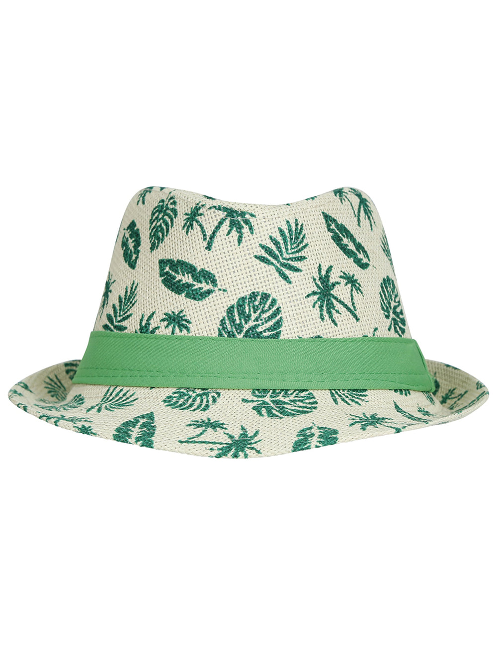 Vue de face du chapeau d'été motif feuille