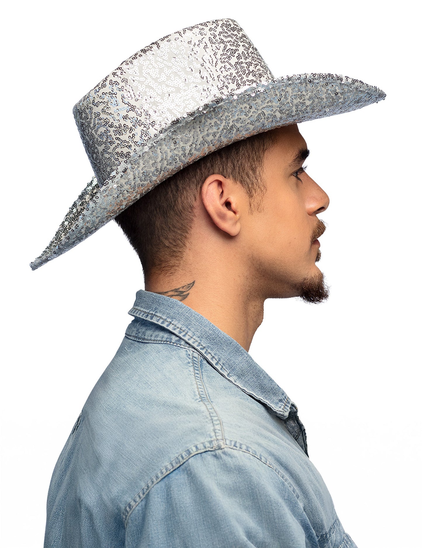 Felnőtt ezüst flitteres cowboy kalap