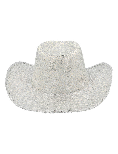 Felnőtt ezüst flitteres cowboy kalap