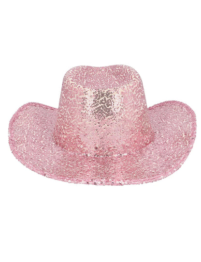 Felnőtt világos rózsaszín flitteres cowboy kalap