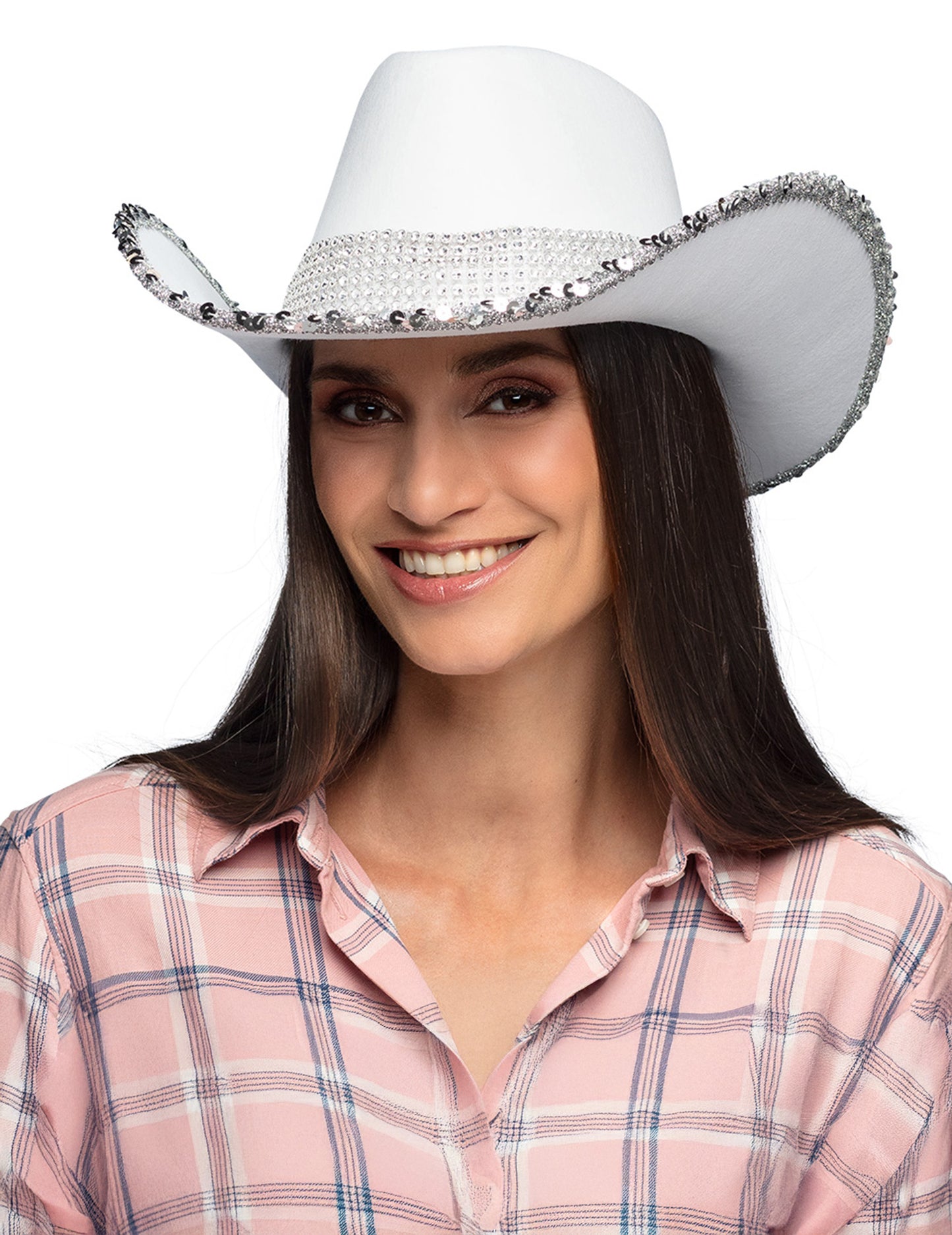 Felnőtt fehér cowboy kalap strasszokkal