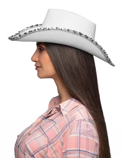 Felnőtt fehér cowboy kalap strasszokkal