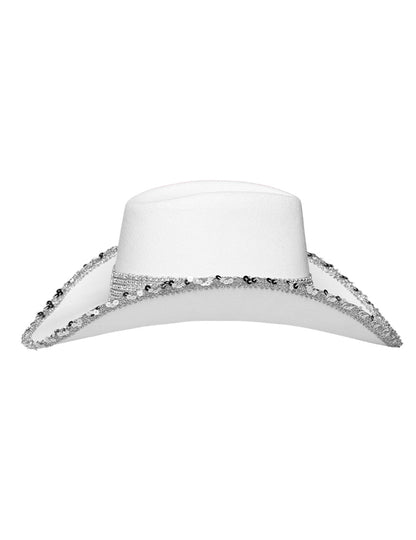 Felnőtt fehér cowboy kalap strasszokkal