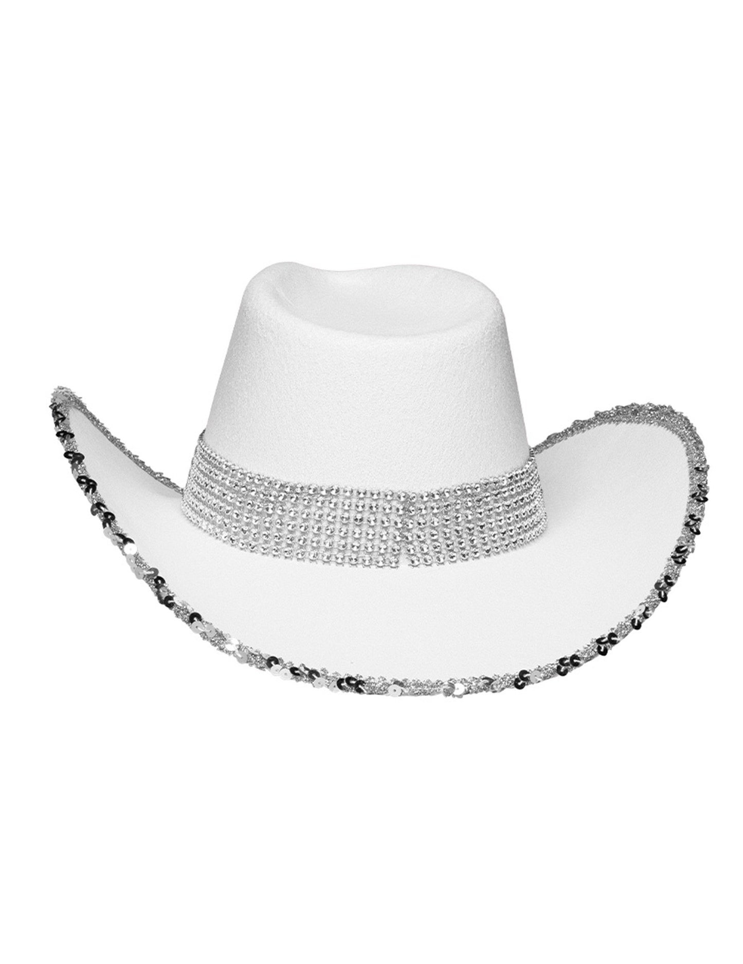 Felnőtt fehér cowboy kalap strasszokkal