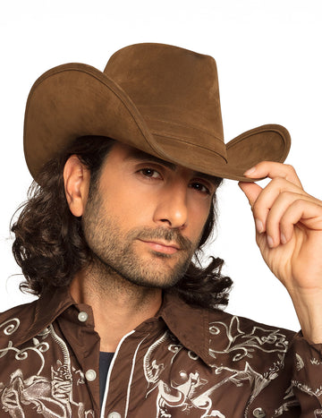 Felnőtt barna bőrhatás cowboy kalap