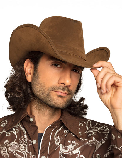 Chapeau de cowboy pour adulte marron effet peau