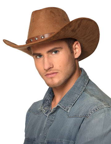 Felnőtt barna velúr hatású cowboy kalap