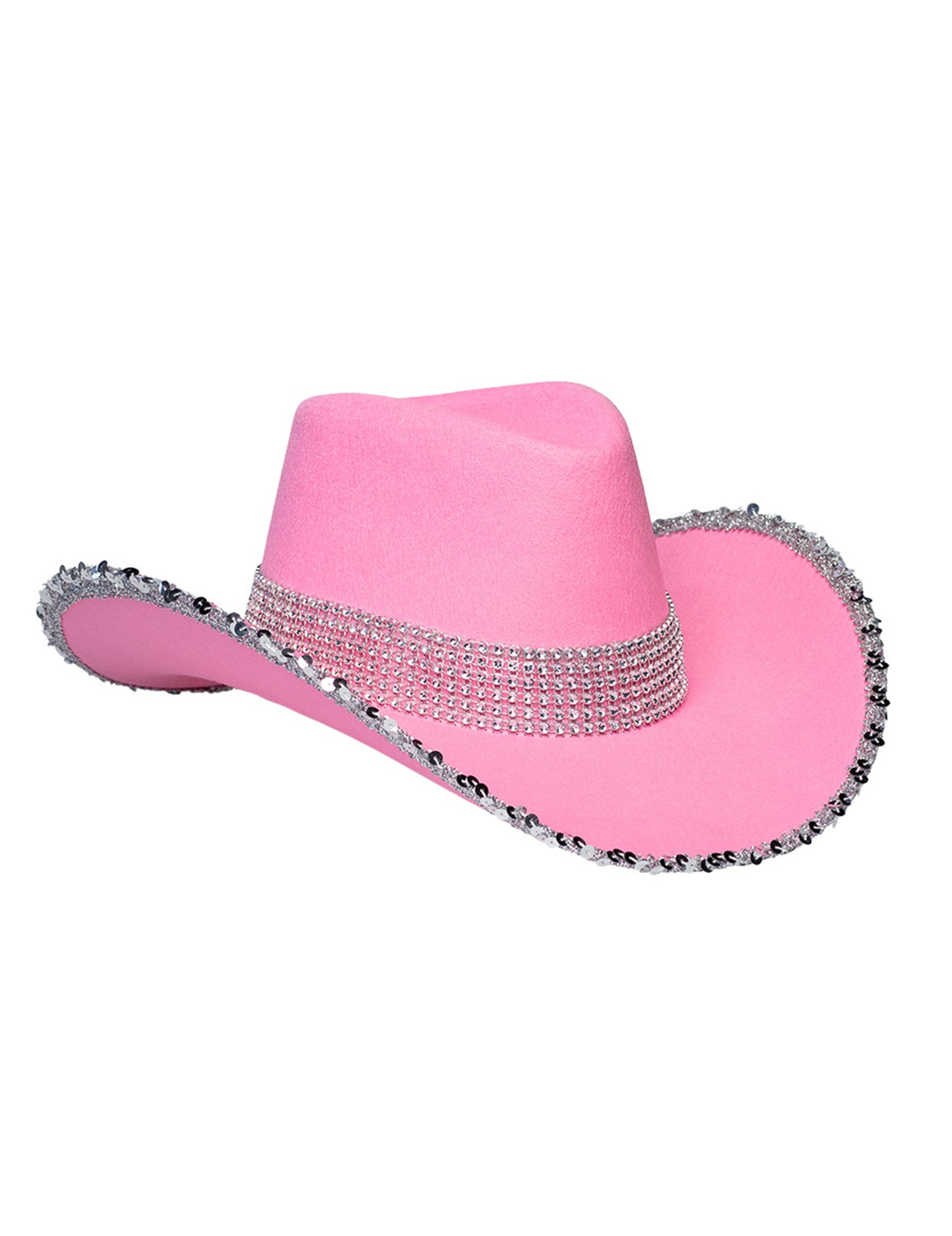 Felnőtt világos rózsaszín cowboy kalap strasszokkal