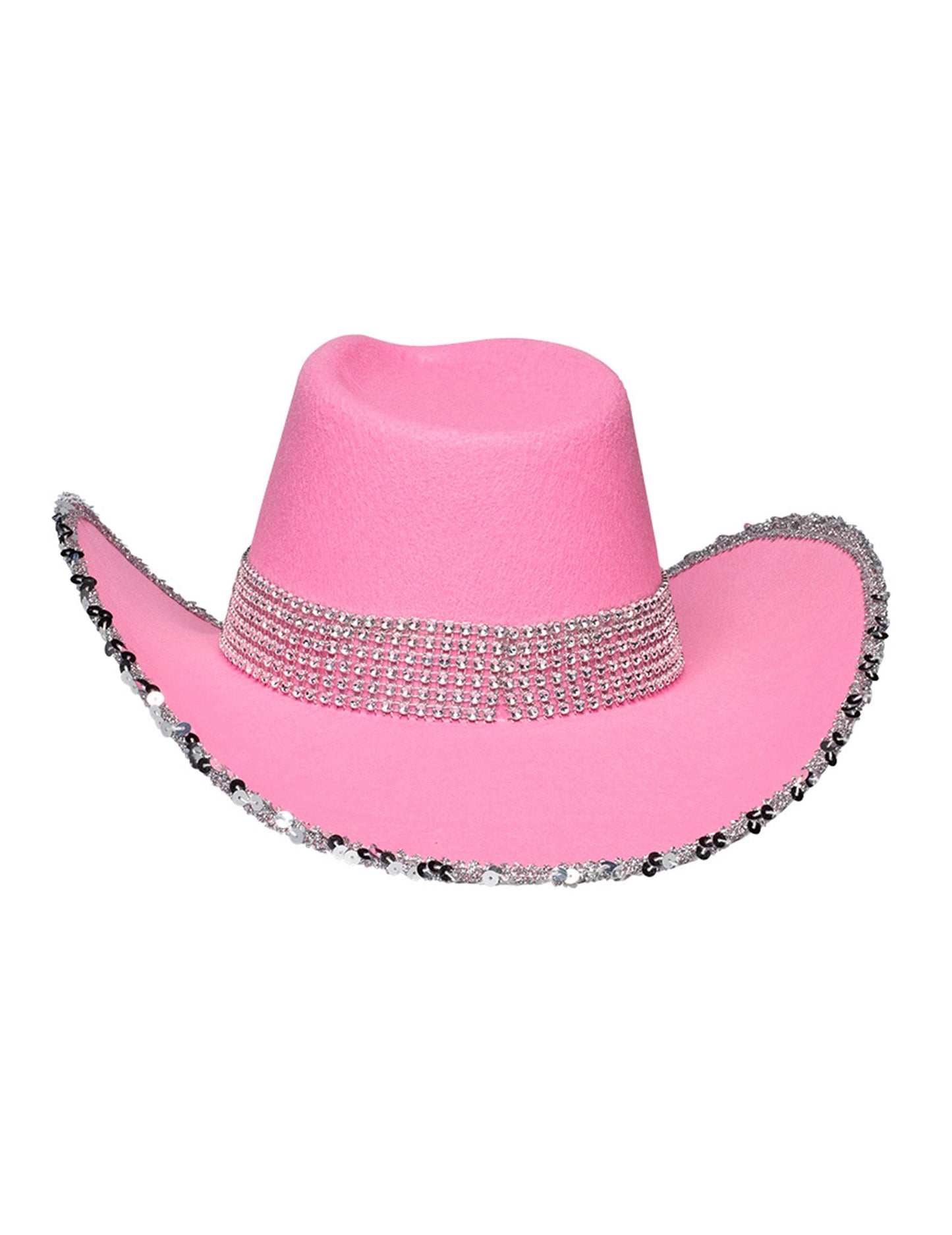 Felnőtt világos rózsaszín cowboy kalap strasszokkal