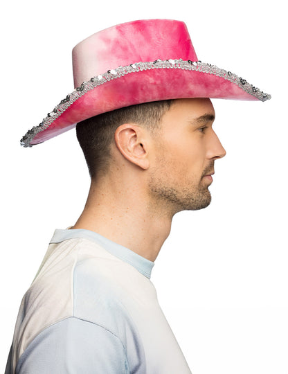 Felnőtt rózsaszín batikolt cowboy kalap