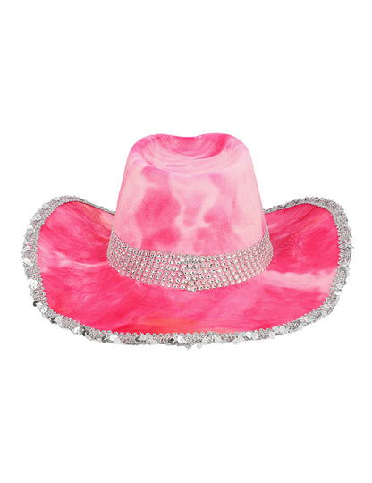 Felnőtt rózsaszín batikolt cowboy kalap