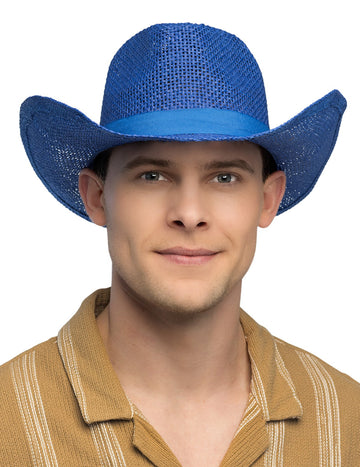 Felnőtt kék fonott cowboy kalap