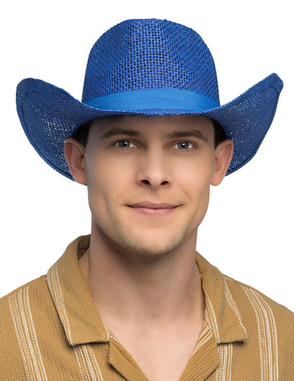 Felnőtt kék fonott cowboy kalap