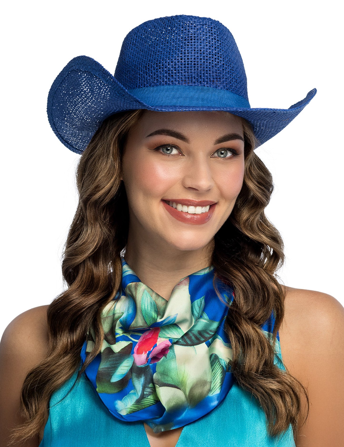 Felnőtt kék fonott cowboy kalap