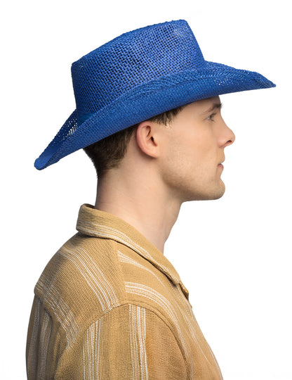 Felnőtt kék fonott cowboy kalap