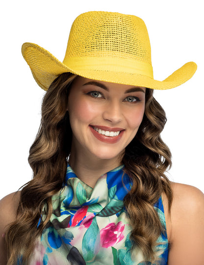 Felnőtt sárga fonott cowboy kalap