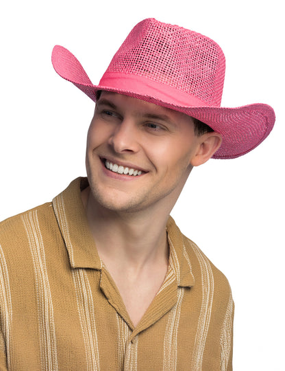 Felnőtt rózsaszín fonott cowboy kalap