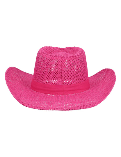 Felnőtt rózsaszín fonott cowboy kalap