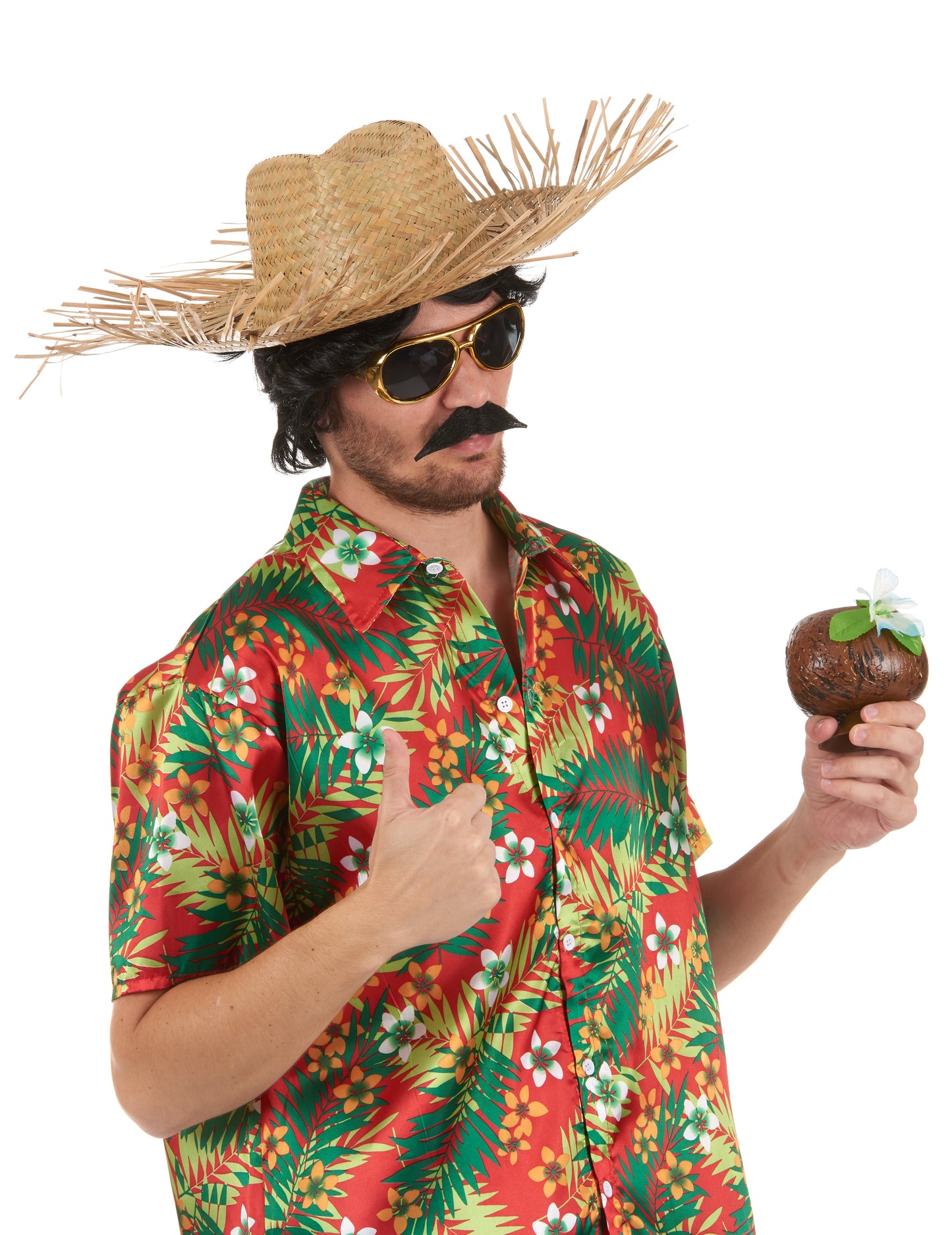 Chapeau de paille pour homme beige naturel à bords effilés