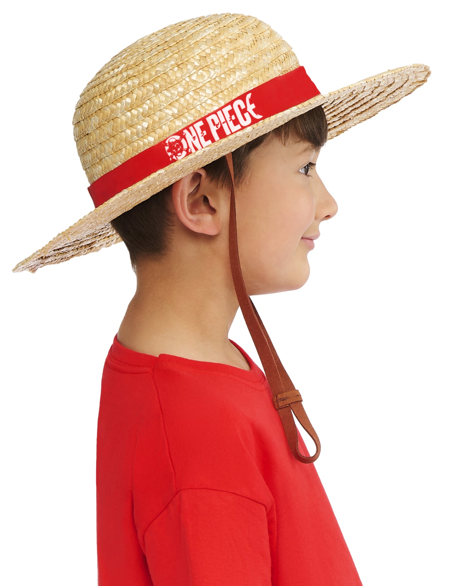Vue de profil du chapeau de pirate Luffy One Piece pour enfant