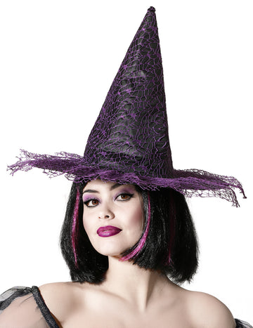 Lila csipke boszorkány kalap