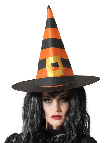Narancs és fekete csíkos boszorkány kalap